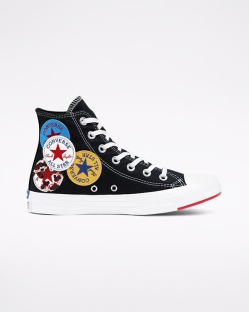 Converse Logo Play Chuck Taylor All Star Férfi Magasszárú Fekete/Piros | AWDLBVX-HU